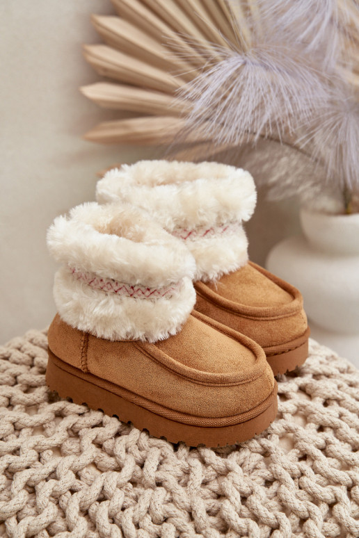 Snow Boots Kids With Fur And Pattern Camel Melefia Snow Boots Kids With Fur And Pattern Camel Melefia