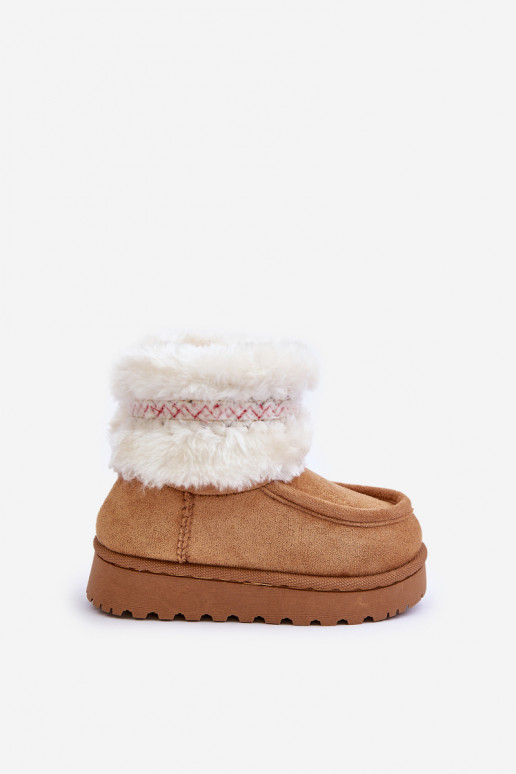 Snow Boots Kids With Fur And Pattern Camel Melefia Snow Boots Kids With Fur And Pattern Camel Melefia