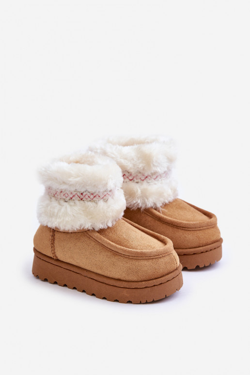 Snow Boots Kids With Fur And Pattern Camel Melefia Snow Boots Kids With Fur And Pattern Camel Melefia