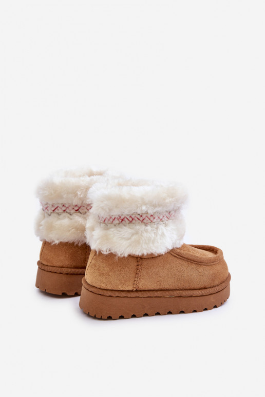Snow Boots Kids With Fur And Pattern Camel Melefia Snow Boots Kids With Fur And Pattern Camel Melefia