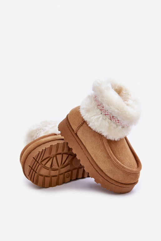 Snow Boots Kids With Fur And Pattern Camel Melefia Snow Boots Kids With Fur And Pattern Camel Melefia