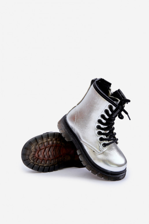Lined Girls Patent Ankle Boots with Zip Silver Novita Lined Girls Patent Ankle Boots with Zip Silver Novita
