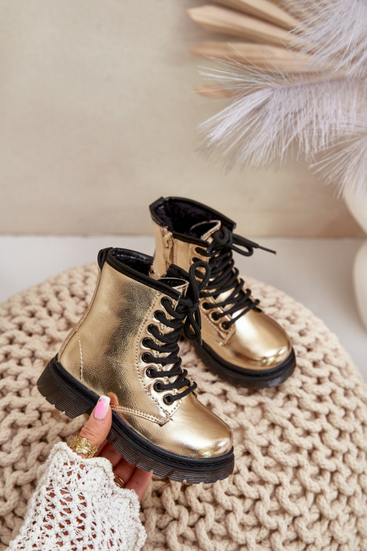 Insulated Girls Patent Boots With Zipper Gold Novita Insulated Girls Patent Boots With Zipper Gold Novita