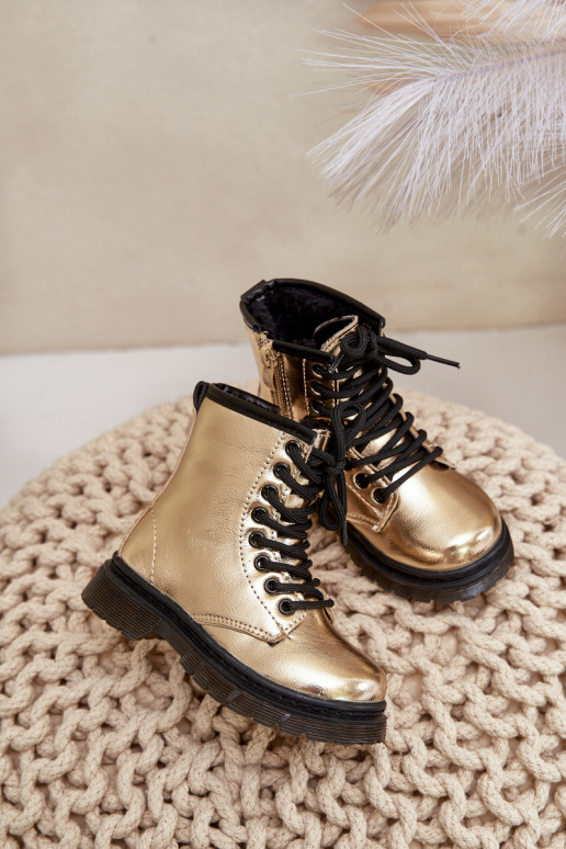 Insulated Girls Patent Boots With Zipper Gold Novita Insulated Girls Patent Boots With Zipper Gold Novita