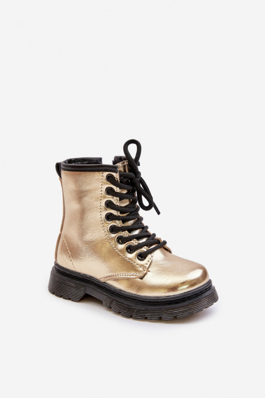 Insulated Girls Patent Boots With Zipper Gold Novita Insulated Girls Patent Boots With Zipper Gold Novita