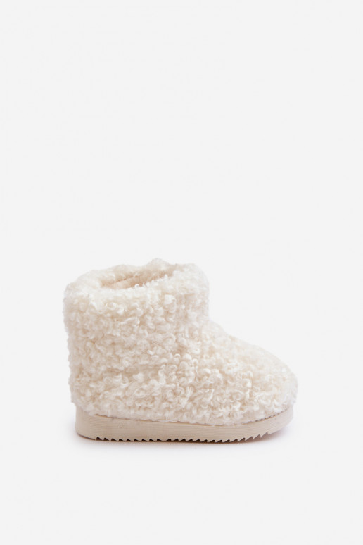 Children's Snow Boots With Fur Lamb Type Light Beige Mevael