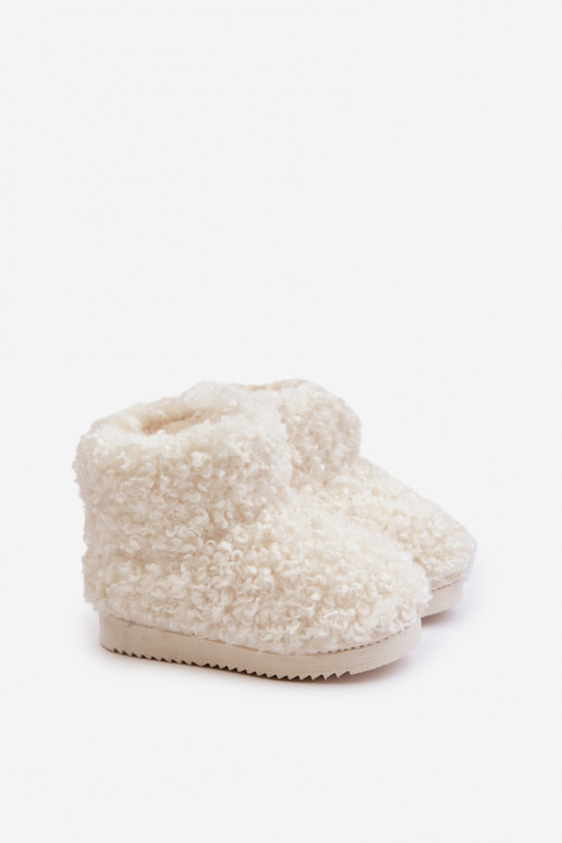 Botki Śniegowce Dziecięce Z Futerkiem Typu Baranek Jasnobeżowe Mevael