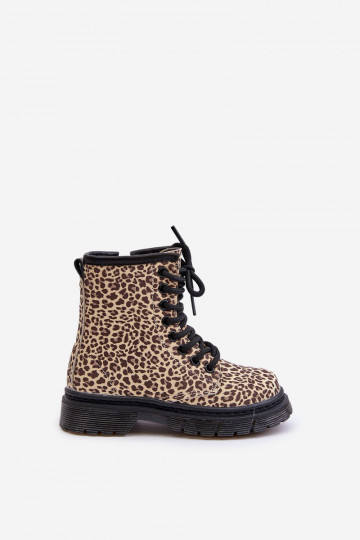 Insulated girls boots in leopard print beige Nelanna 2