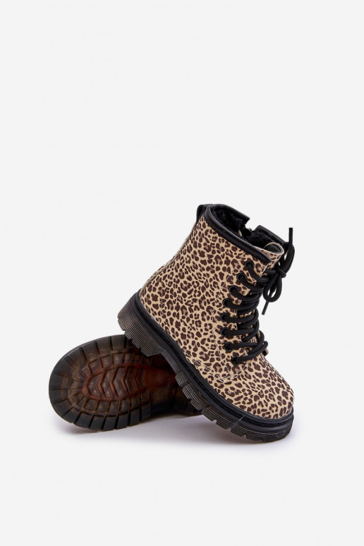 Insulated girls boots in leopard print beige Nelanna