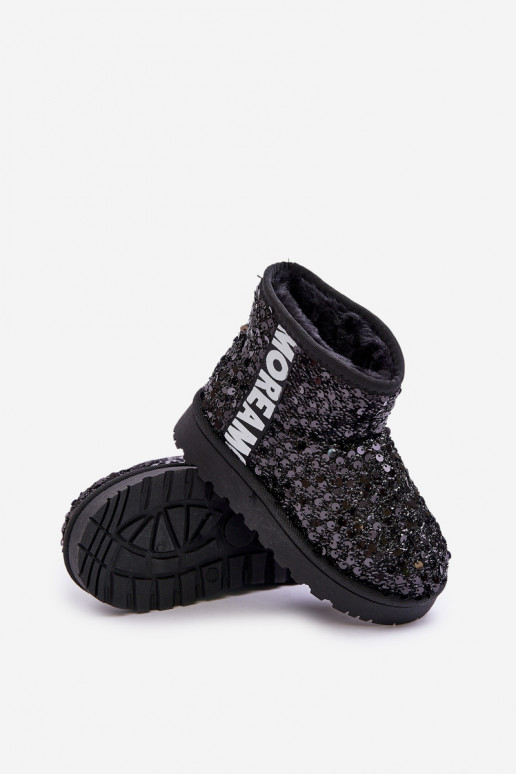 Children's Snow Boots Botki Ocieplane with Sequins Black Rebbica Children's Snow Boots Botki Ocieplane with Sequins Black Rebbica