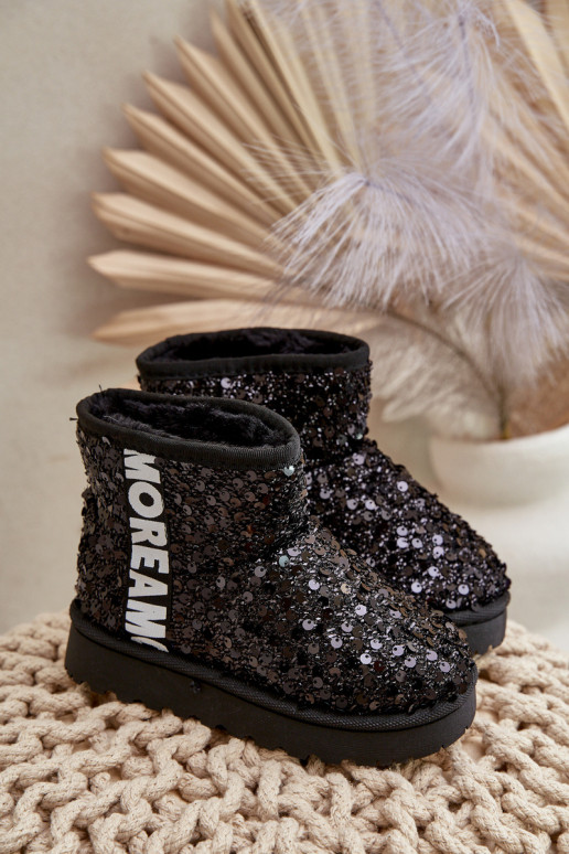 Children's Snow Boots Botki Ocieplane with Sequins Black Rebbica Children's Snow Boots Botki Ocieplane with Sequins Black Rebbica