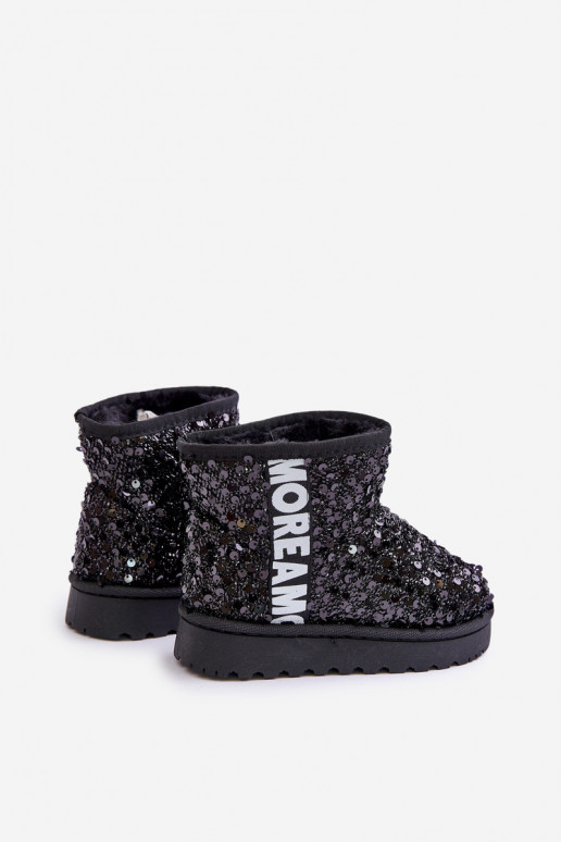 Children's Snow Boots Botki Ocieplane with Sequins Black Rebbica Children's Snow Boots Botki Ocieplane with Sequins Black Rebbica