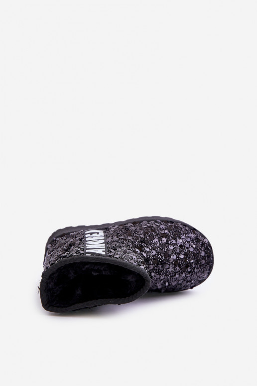 Children's Snow Boots Botki Ocieplane with Sequins Black Rebbica Children's Snow Boots Botki Ocieplane with Sequins Black Rebbica