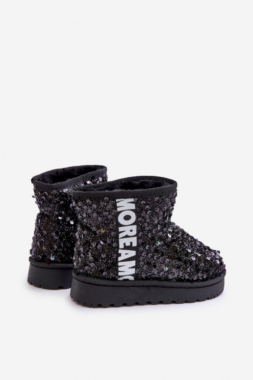 Children's Snow Boots Botki Ocieplane with Sequins Black Rebbica Children's Snow Boots Botki Ocieplane with Sequins Black Rebbica