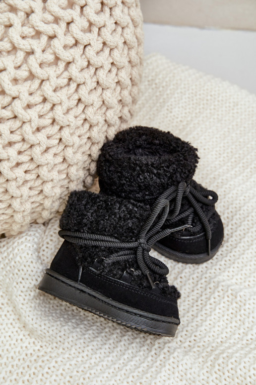 Warm Children's Lace-up Snow Boots Black Asija Warm Children's Lace-up Snow Boots Black Asija