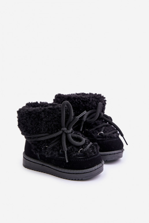 Warm Children's Lace-up Snow Boots Black Asija Warm Children's Lace-up Snow Boots Black Asija