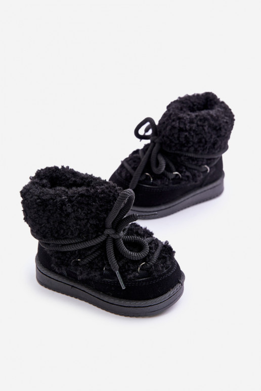Warm Children's Lace-up Snow Boots Black Asija Warm Children's Lace-up Snow Boots Black Asija