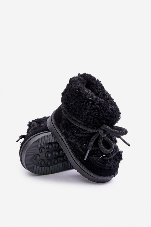 Warm Children's Lace-up Snow Boots Black Asija Warm Children's Lace-up Snow Boots Black Asija
