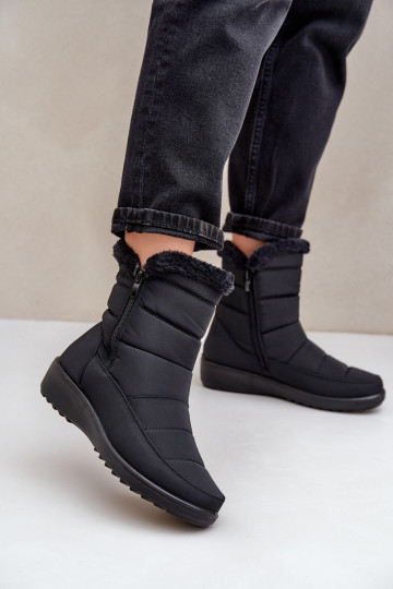 Women's Snow Boots With Zipper And Fur Black Fiorittia 2