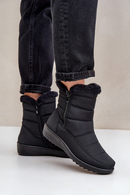 Women's Snow Boots With Zipper And Fur Black Fiorittia Women's Snow Boots With Zipper And Fur Black Fiorittia