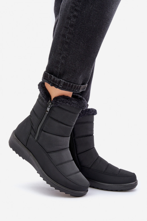 Women's Snow Boots With Zipper And Fur Black Fiorittia Women's Snow Boots With Zipper And Fur Black Fiorittia
