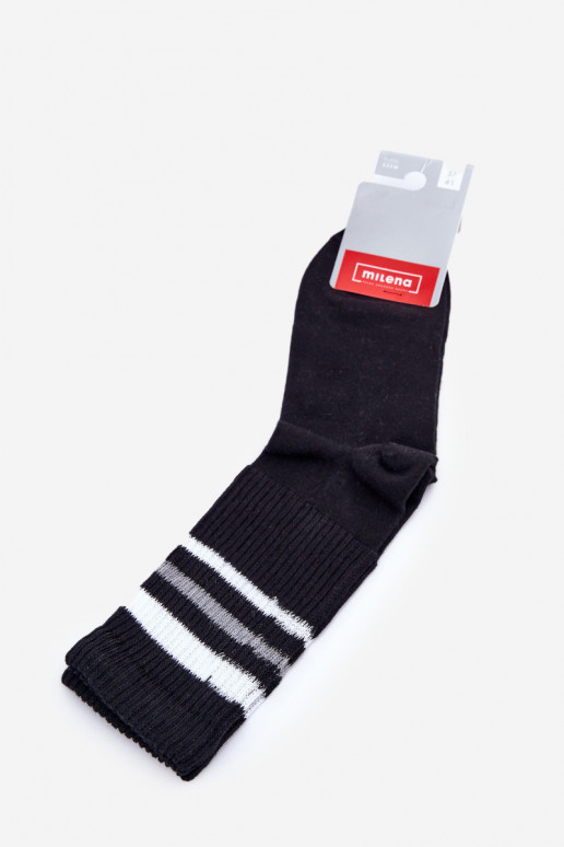 Women's Socks with Decorative Embossing Black