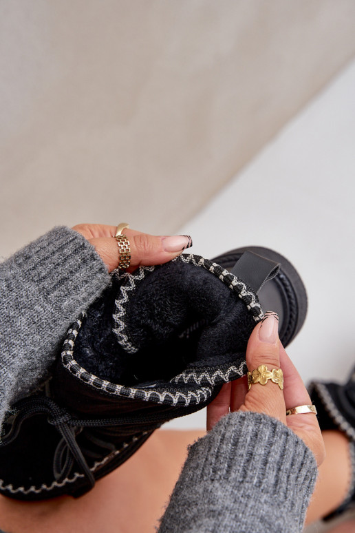 Women's Snow Boots With Embroidery On Platform Black Naleris Women's Snow Boots With Embroidery On Platform Black Naleris