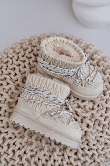 Children's Snow Boots Insulated With Thick Fur Light Beige Nastira 2