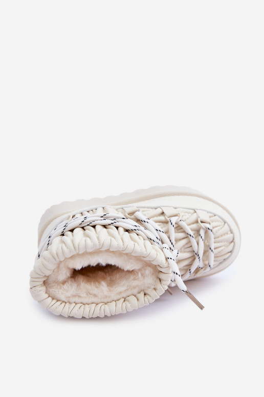 Children's Snow Boots Insulated With Thick Fur Light Beige Nastira