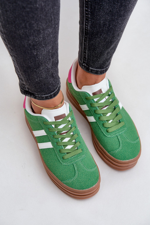 Ladies Sneakers On Platform Green Egelia