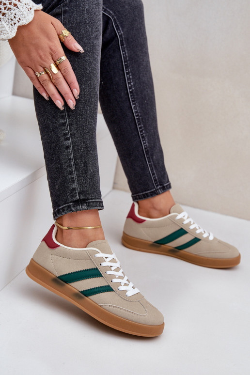 Sneakersy Damskie Niskie Beżowe Ennorwen
