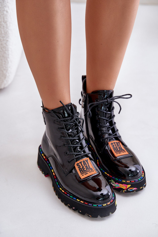 Lacquered Ankle Boots Women's Zipper... Lacquered Ankle Boots Women's Zipper...