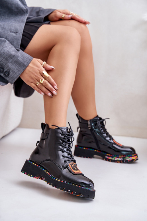 Lacquered Ankle Boots Women's Zipper... Lacquered Ankle Boots Women's Zipper...