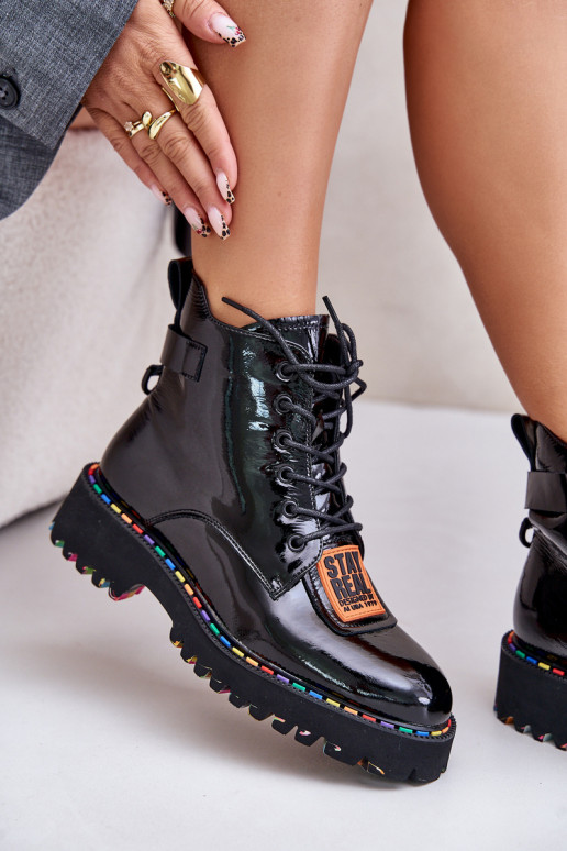 Lacquered Ankle Boots Women's Zipper... Lacquered Ankle Boots Women's Zipper...