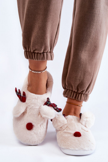 Women's Christmas Fur Slippers With Reindeer Creamy Claire 2