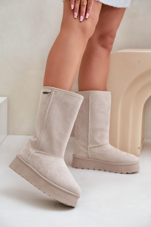 High Snow Boots On Platform Big Star OO274894 Light Beige High Snow Boots On Platform Big Star OO274894 Light Beige