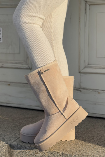 High Snow Boots On Platform Big Star OO274894 Light Beige 2