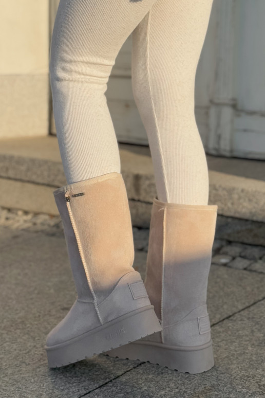 High Snow Boots On Platform Big Star OO274894 Light Beige High Snow Boots On Platform Big Star OO274894 Light Beige