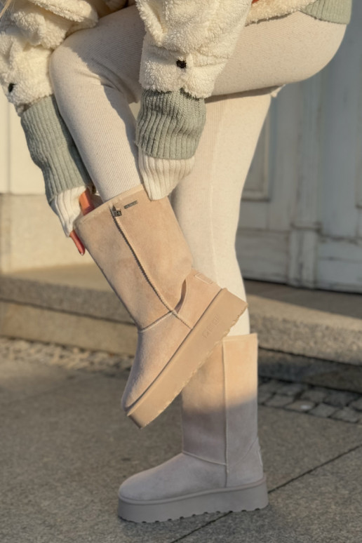 High Snow Boots On Platform Big Star OO274894 Light Beige High Snow Boots On Platform Big Star OO274894 Light Beige