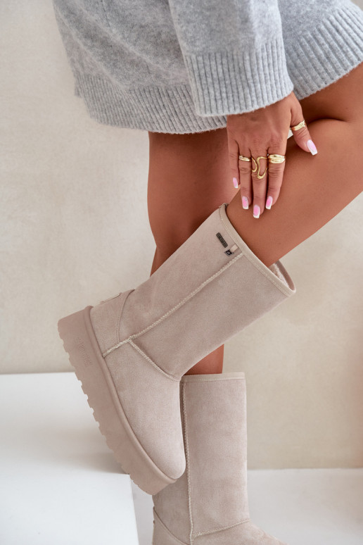 High Snow Boots On Platform Big Star OO274894 Light Beige High Snow Boots On Platform Big Star OO274894 Light Beige