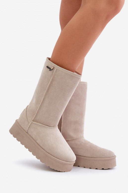 High Snow Boots On Platform Big Star OO274894 Light Beige High Snow Boots On Platform Big Star OO274894 Light Beige