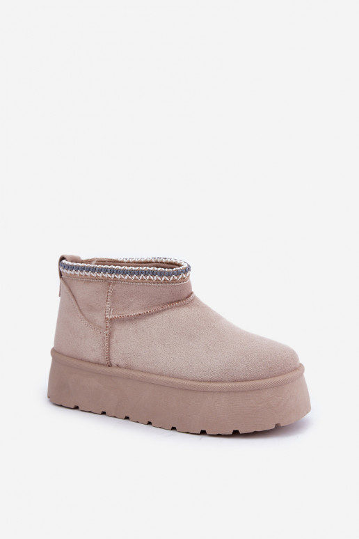 Snow boots on platform with decorative embroidery light beige Heslania Snow boots on platform with decorative embroidery light beige Heslania