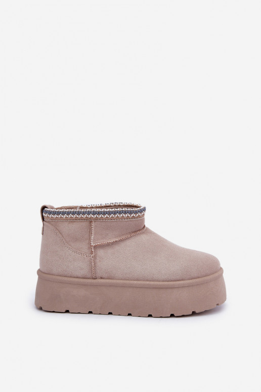 Snow boots on platform with decorative embroidery light beige Heslania Snow boots on platform with decorative embroidery light beige Heslania