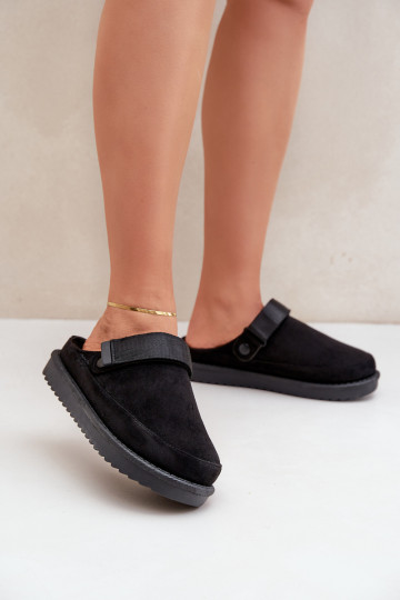 Warm Ladies Slippers On Platform Black Neliel 2