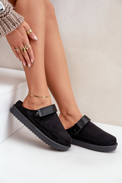 Warm Ladies Slippers On Platform Black Neliel Warm Ladies Slippers On Platform Black Neliel