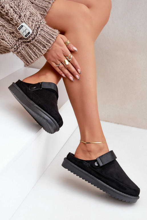 Warm Ladies Slippers On Platform Black Neliel Warm Ladies Slippers On Platform Black Neliel