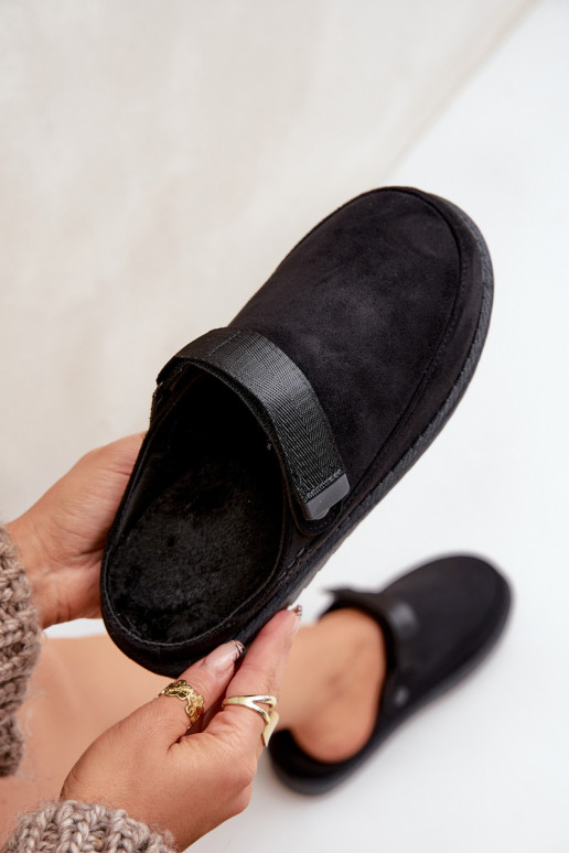 Warm Ladies Slippers On Platform Black Neliel Warm Ladies Slippers On Platform Black Neliel