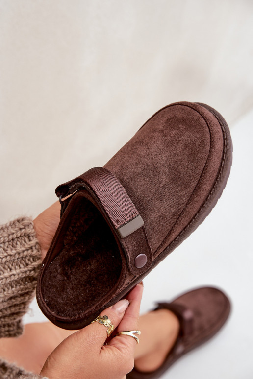 Insulated women's slippers on platform chocolate Neliel Insulated women's slippers on platform chocolate Neliel