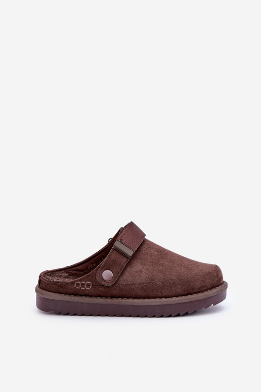 Insulated women's slippers on platform chocolate Neliel Insulated women's slippers on platform chocolate Neliel