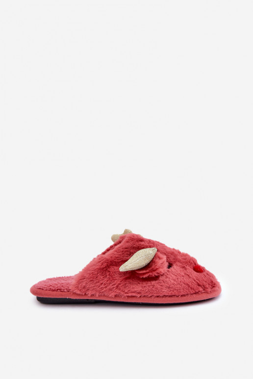 Christmas Slippers With Reindeer Motif Coral Asielle Christmas Slippers With Reindeer Motif Coral Asielle